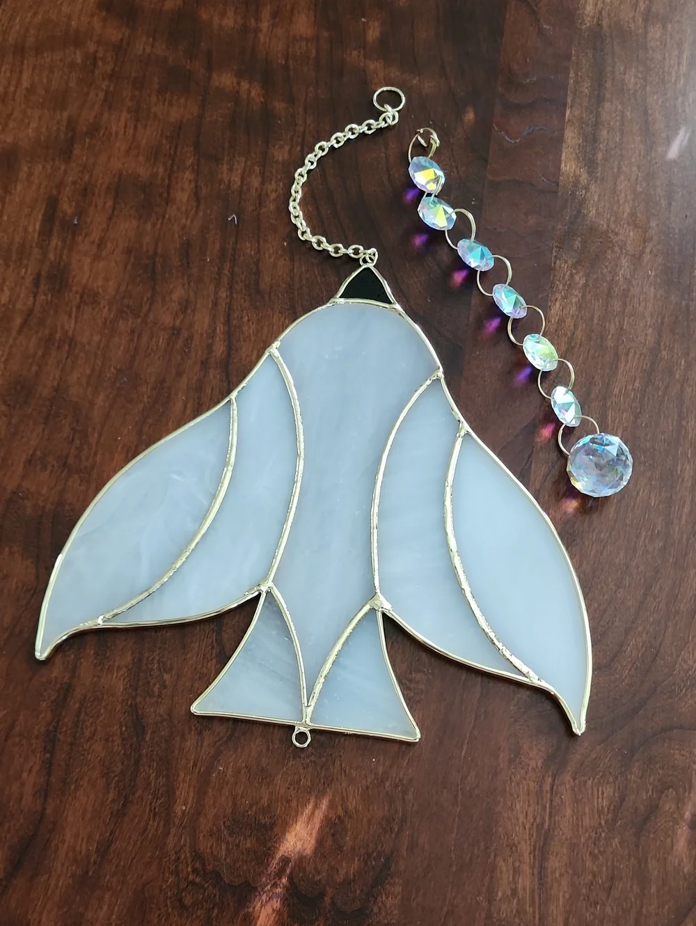 Little Rose Shop Holy Spirit Suncatcher in White and Gold
